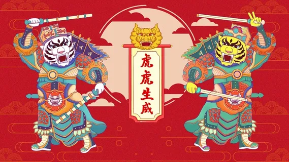 虎年中国风萌虎插画 虎年中国风萌虎插画