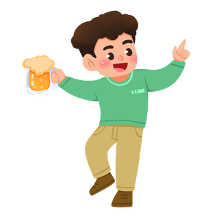 手绘啤酒节干杯庆祝人物元素插画