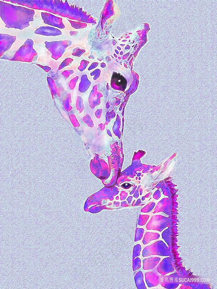 水彩手绘长颈鹿装饰画