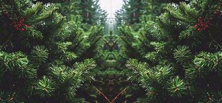 绿色绿植枝叶镜像镜头，新鲜生命力摄影图