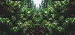 绿色绿植枝叶镜像镜头，新鲜生命力摄影图