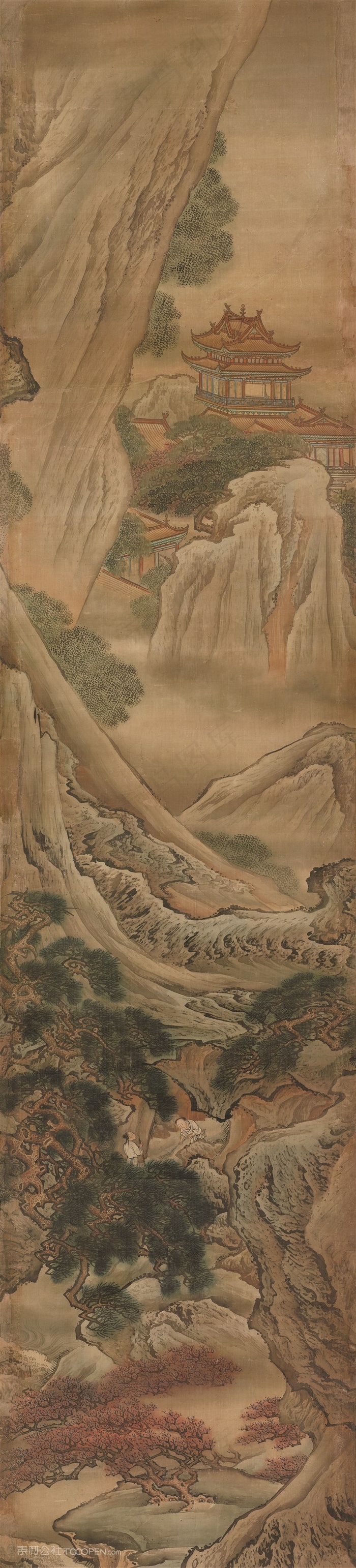 中式仿古山水图国画图片