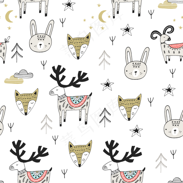 儿童卡通插画底纹背景装饰图案彩色矢量素材