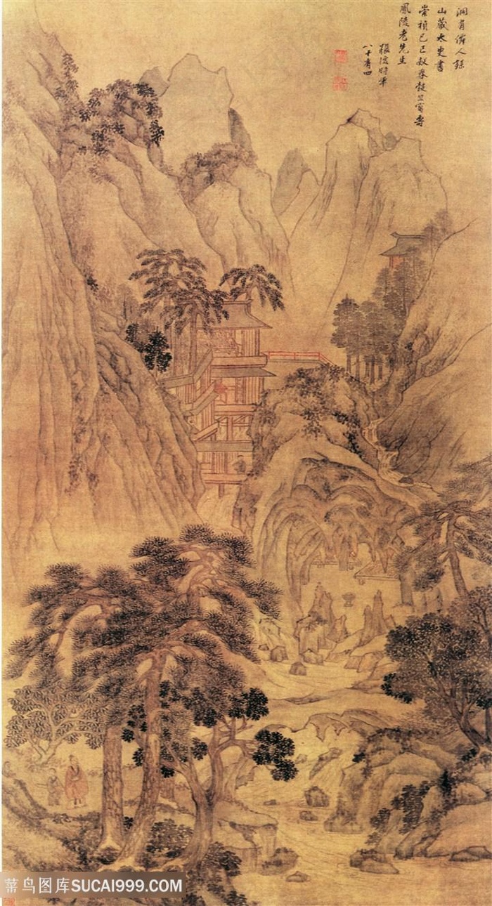 中国风界画建筑山水图