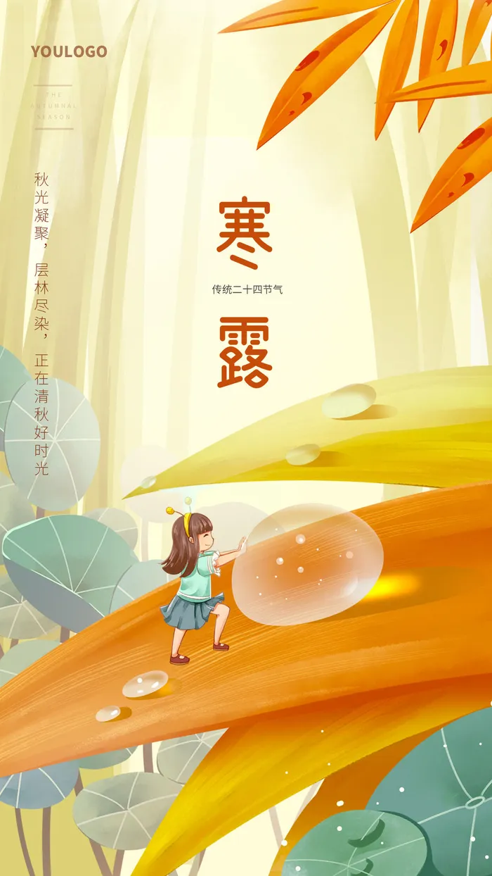 插画风寒露节气海报二十四节气海报
