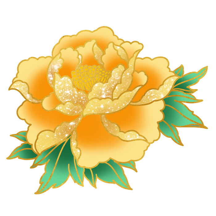 手绘国潮中国风古典牡丹花国花花卉装饰图案PSD设计素材