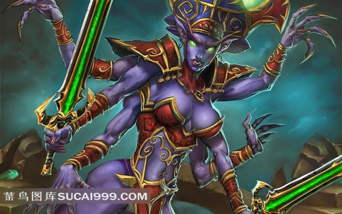 CG手绘穿铠甲的魔幻女