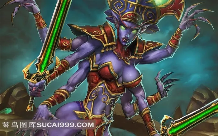 CG手绘穿铠甲的魔幻女