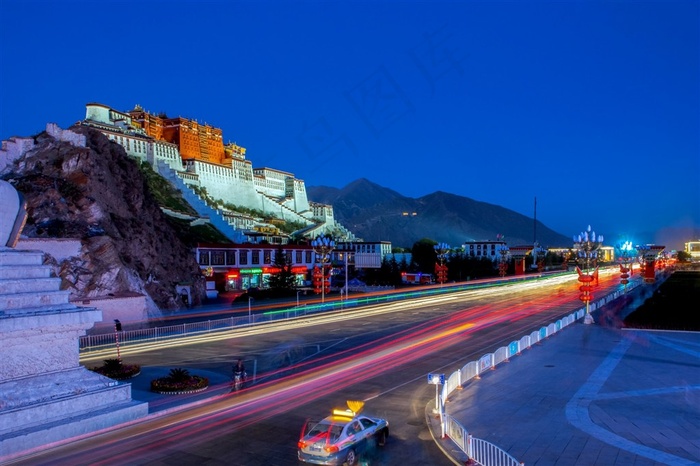 唯美西藏布达拉宫夜景素材图片