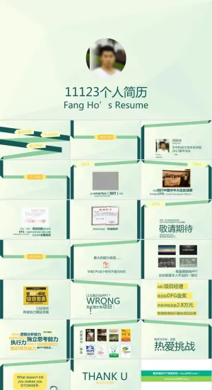 时尚小清新个人简历PPT模板预览图