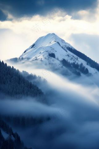 雪景树林阳光背景