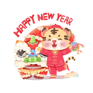 2022虎年卡通老虎形象拜年图案素材图片插图素材