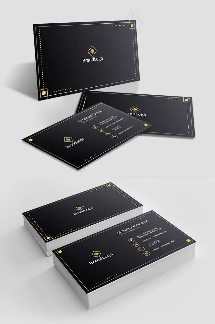 黑色大气创意名片模板设计eps,ai矢量模版下载