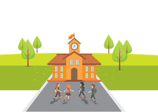 人物返回校园卡通简笔少儿兴趣班