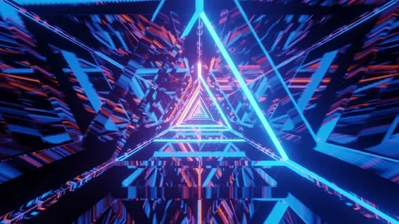 氖, 三角形, 隧道, 反射, 运动设计, 运动的背景