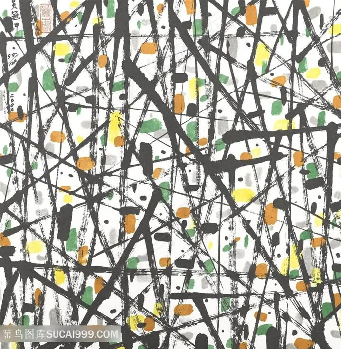 吴冠中手绘简约水墨背景装饰画