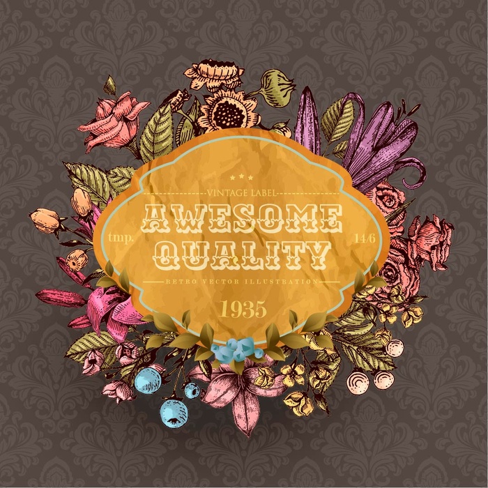 免抠花卉装饰标签