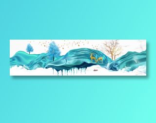 轻奢抽象简约山水花鸟树木麋鹿大海帆船客厅卧室酒店装饰画玄关画高清背景图