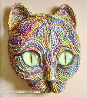 彩色的猫头编织工艺品