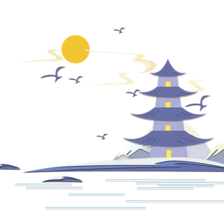 清明元素古风中式清明节山水画中国风绿色