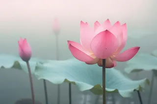 中国风雾面荷花粉色大气背景