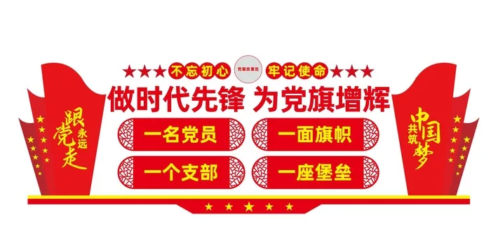 党支部党建党员活动室文化墙ai矢量模版下载