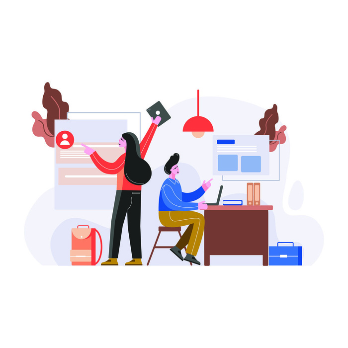扁平化人物场景办公互联网等距ai矢量设计网页海报UI素材插画