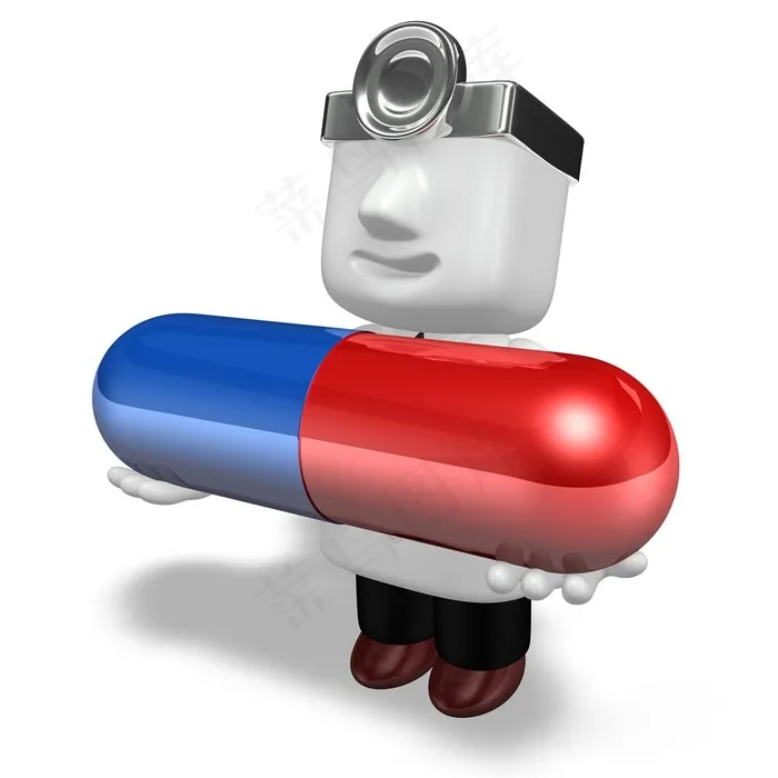抱着胶囊的医生