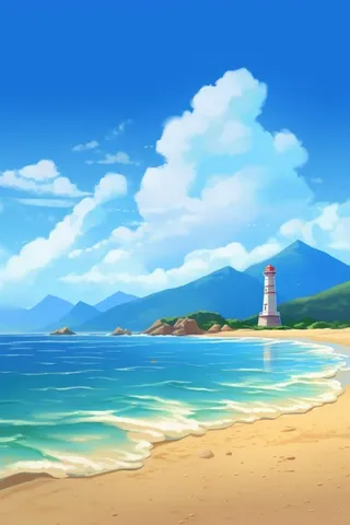 暑期清新阳光沙滩海浪海报背景