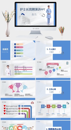 护士述职报告PPT模板预览图
