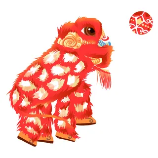 新年春节虎年元宵手绘人物舞狮卡通狮子头插画元素PSD设计素材 新年春节虎年元宵手绘人物舞狮卡通狮子头插画元素PSD设计素材