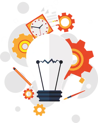 灯泡齿轮卡通简笔少儿兴趣班