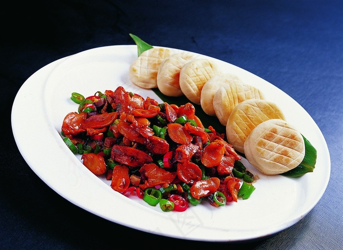 辣子咸菜炒鲍仔美食素材