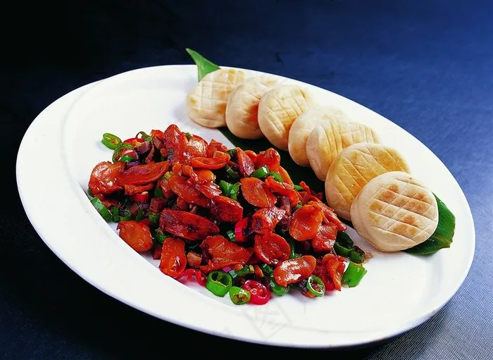 辣子咸菜炒鲍仔美食素材