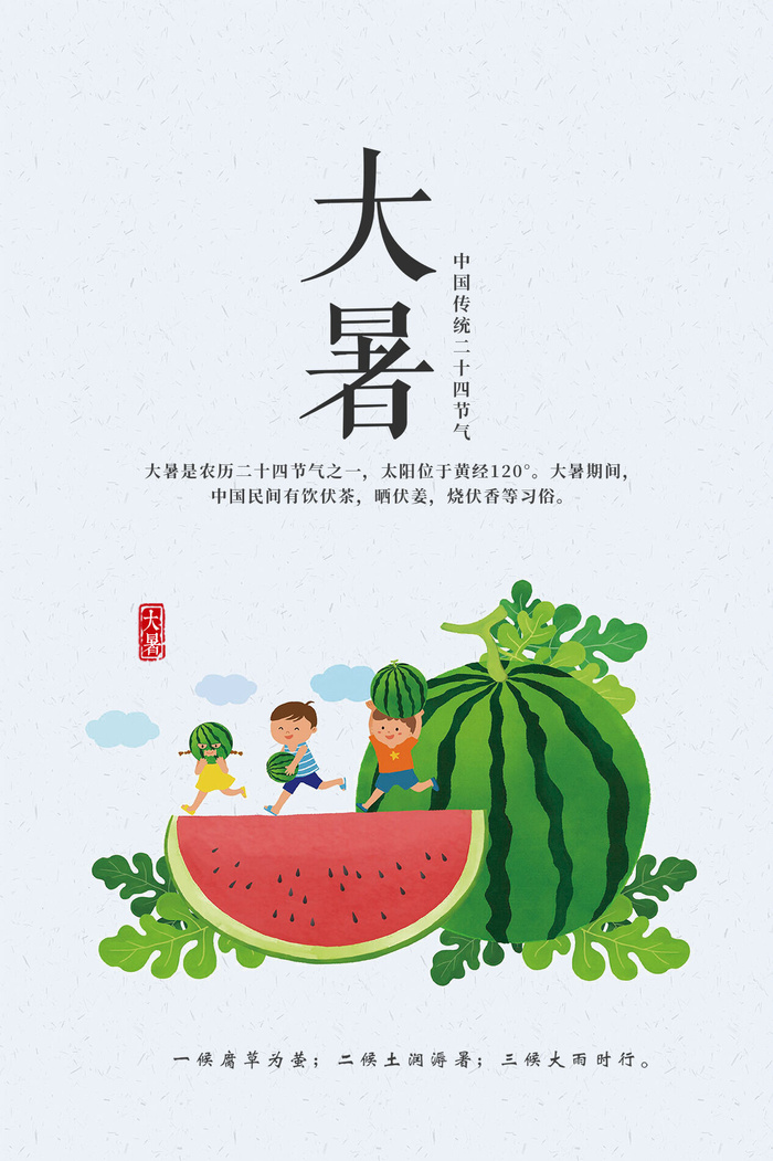 传统节气大暑海报psd模版下载