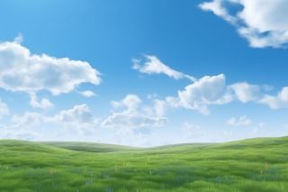 春天的蓝天白云草原很美背景图