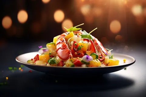 精致龙虾晚餐食品特写摄影图