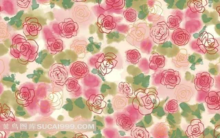 手绘唯美的玫瑰花花纹背景素材