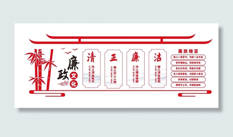廉政文化墙宣传展板cdr矢量模版下载