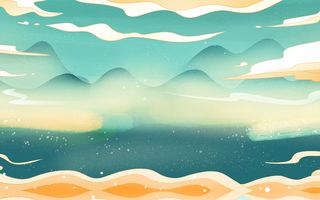 中国风国潮风山水祥云插画图案首页装修海报背景PSD设计模板素材