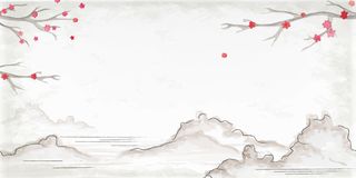 中国风传统水墨古风古典展板边框工笔画PS海报背景平面设计素材