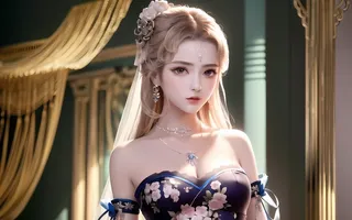 AI小姐姐美女二次元绘画古装大眼头饰漂亮045