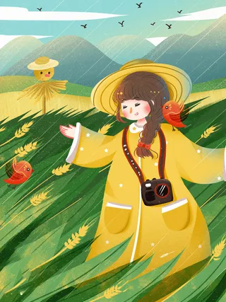 谷雨海报二十四节气插画