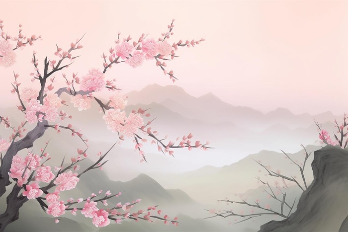 水墨桃花背景图