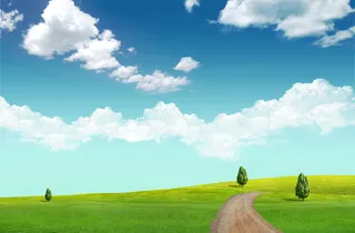 蓝天白云草地梦境