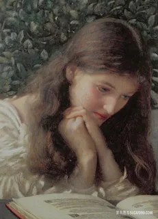 看书的女人肖像油画 看书的女人肖像油画