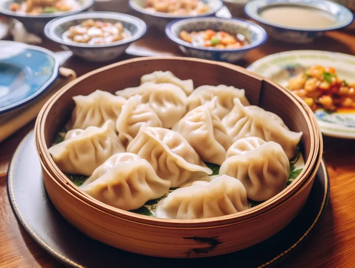 饺子美食蘸料摄影图(3696x2784)