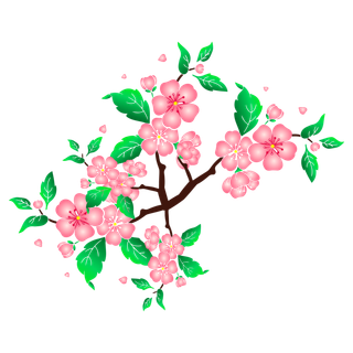 春天浪漫粉红色樱花手绘樱花梅花桃花花朵图片PNG免扣素材