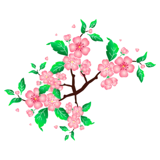 春天浪漫粉红色樱花手绘樱花梅花桃花花朵图片PNG免扣素材