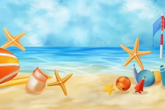 冰爽游玩卡通夏日背景(1344x896)